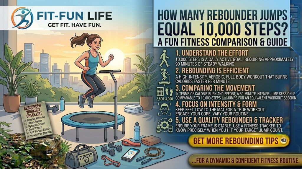 How many rebounder jumps equal 10000 steps