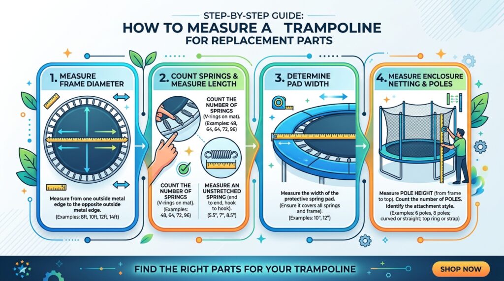 How to measure a trampoline for replacement parts
