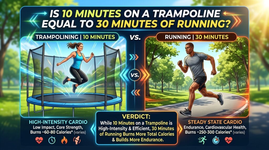 Is 10 minutes on a trampoline equal to 30 minutes of running