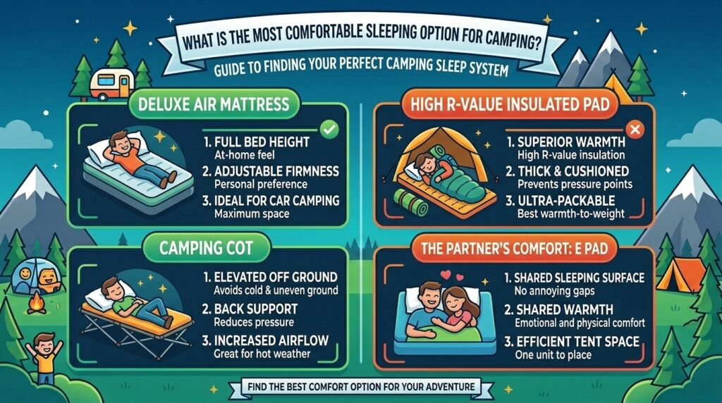 What is the most comfortable sleeping option for camping