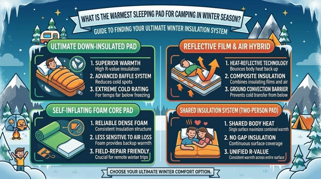 What is the warmest sleeping pad for camping in winter season