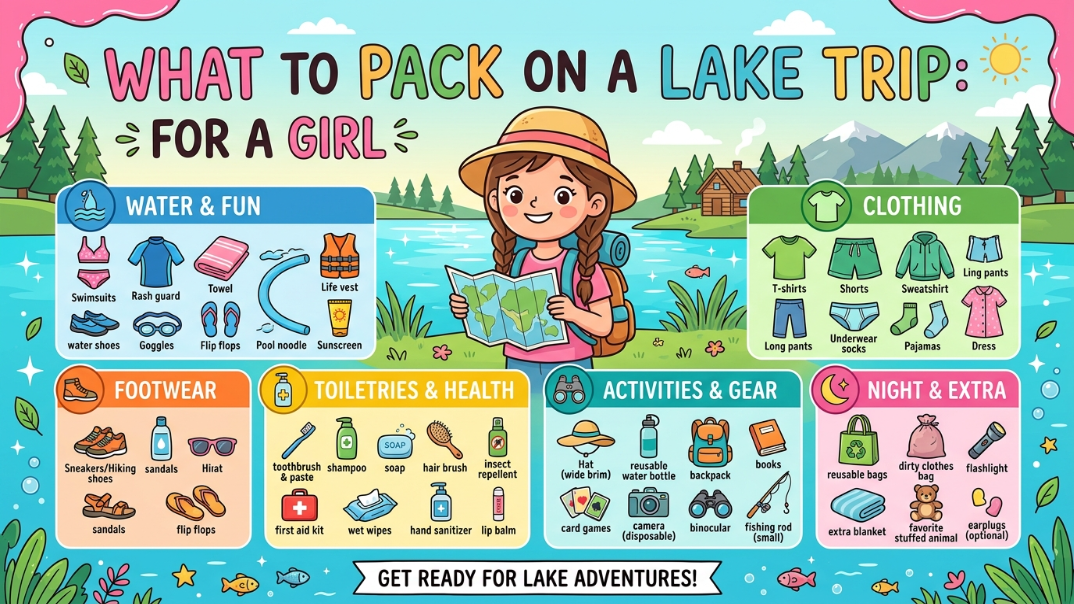 What to pack on a lake trip for kids girl