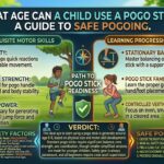 make a banner for this information What age can a child use a pogo stick