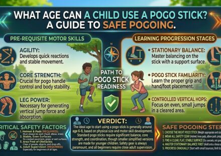 make a banner for this information What age can a child use a pogo stick