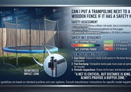 Can I put a trampoline next to a wooden fence if it has a safety net