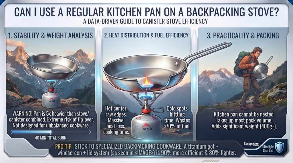Can I use a regular kitchen pan on a backpacking stove