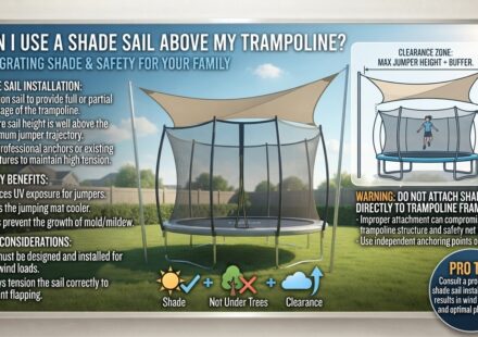 Can I use a shade sail above a trampoline instead of placing it under trees