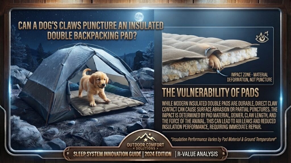 Can a dog’s claws puncture an insulated double backpacking pad