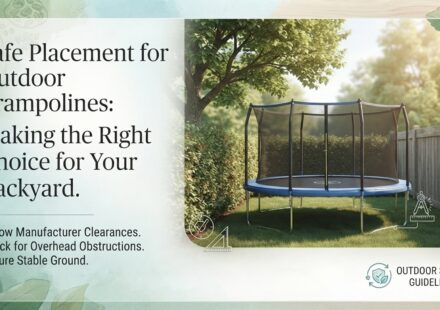 Can you place an outdoor trampoline under trees or close to wooden fences and walls