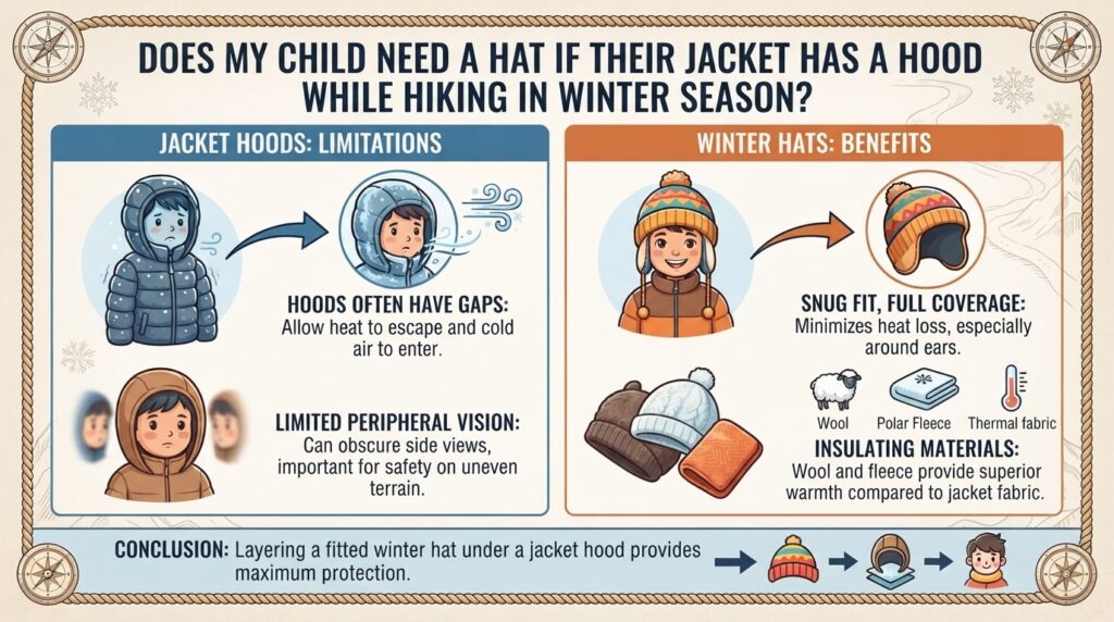 Does My Child Need a Hat if Their Jacket Has a Hood While Hiking in the Winter