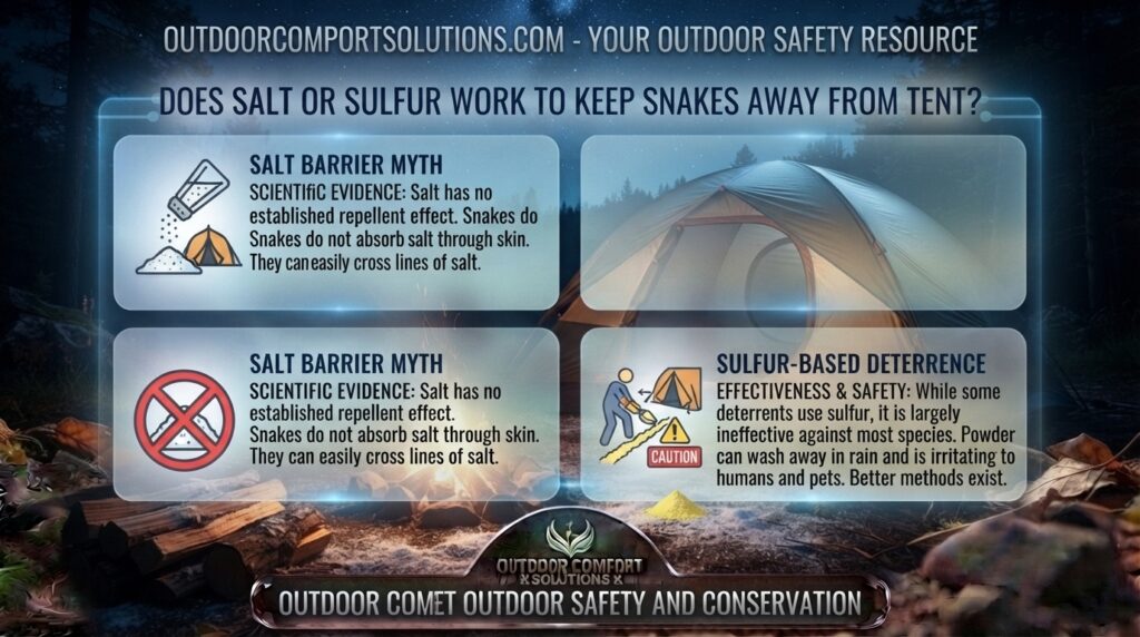 Does salt or sulfur work to keep snakes away from tent