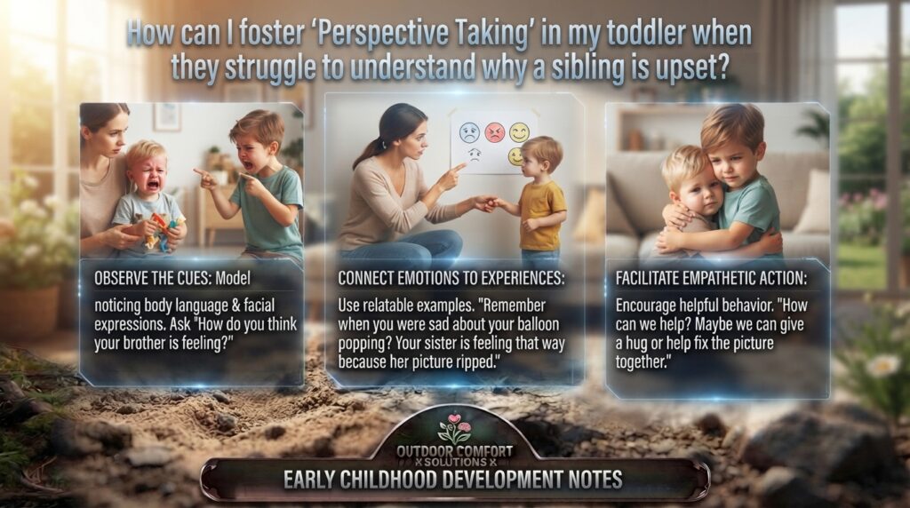 How can I foster Perspective Taking in my toddler when they struggle to understand why a sibling is upset