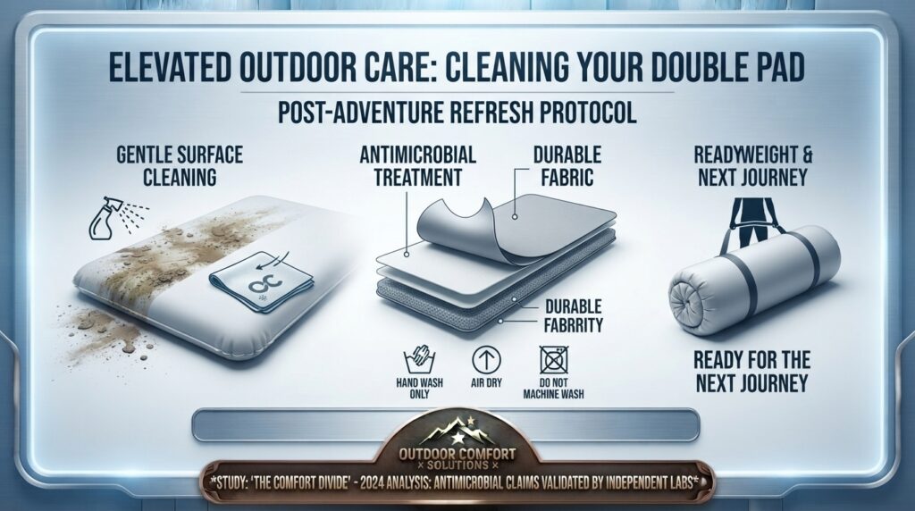 How do I clean a double sleeping pad after a dirty trip