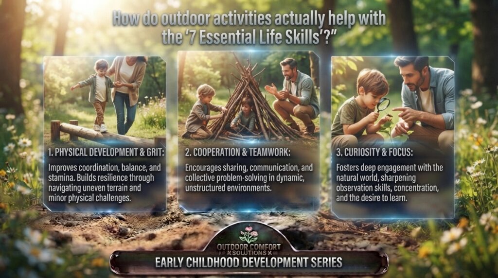 How do outdoor activities actually help with the 7 Essential Life Skills