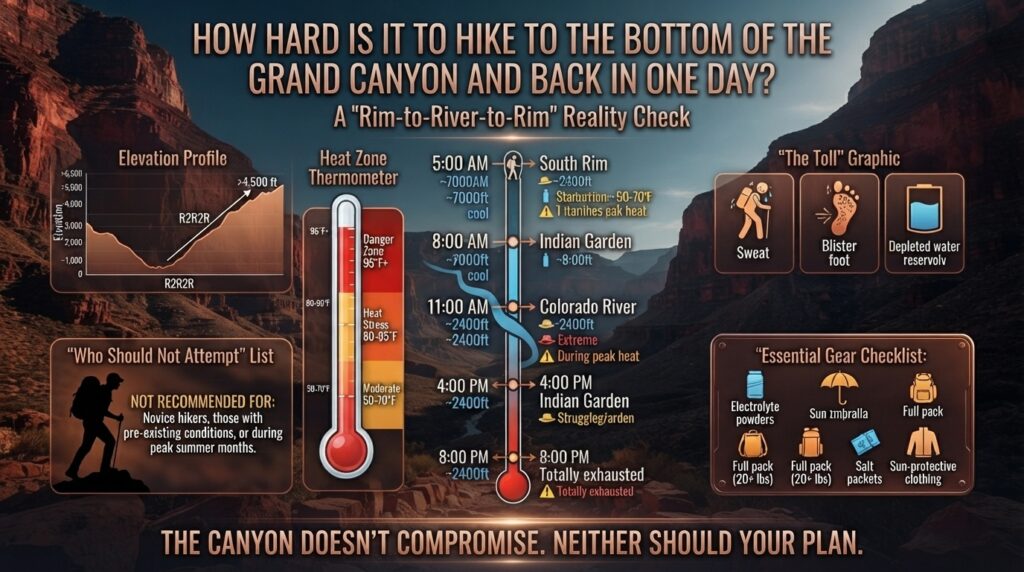 How hard is it to hike to the bottom of the Grand Canyon and back in one day