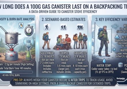 How long does a 100g gas canister last on a backpacking trip
