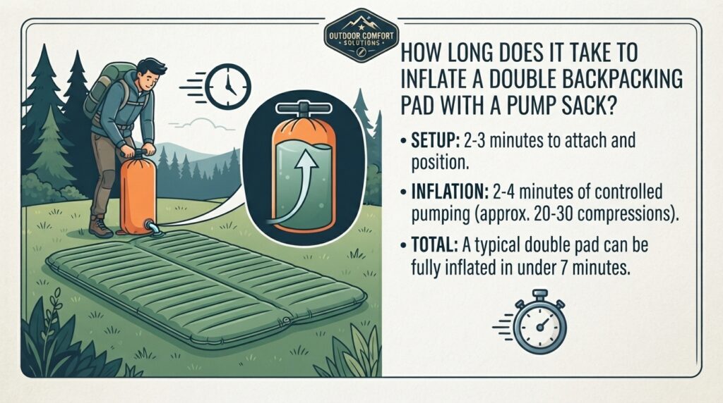 How long does it take to inflate a double backpacking pad with a pump sack