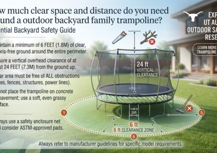 How much clear space and distance do you need around a outdoor backyard family trampoline