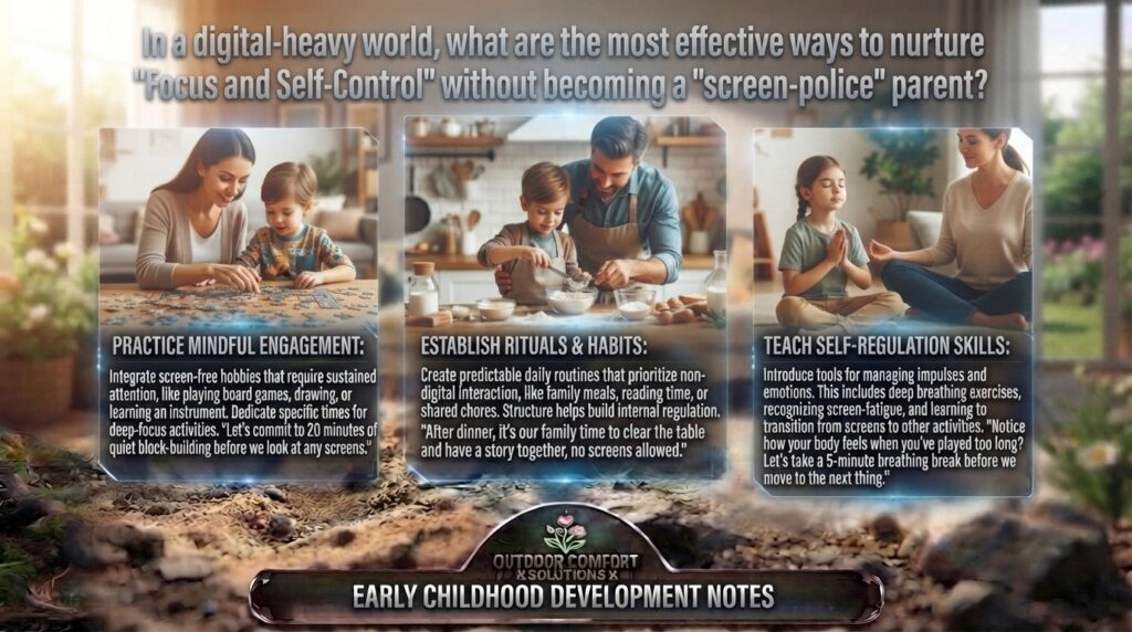 In a digital-heavy world, what are the most effective ways to nurture Focus and Self-Control without becoming a screen-police parent