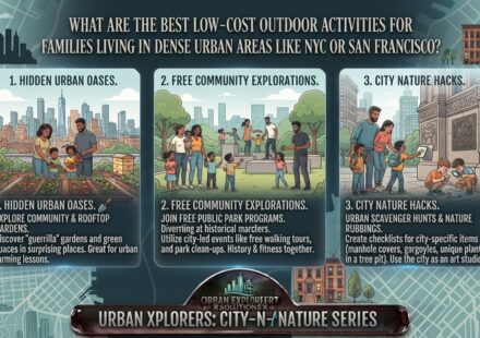 What are the best low-cost outdoor activities for families living in dense urban areas like NYC or San Francisco