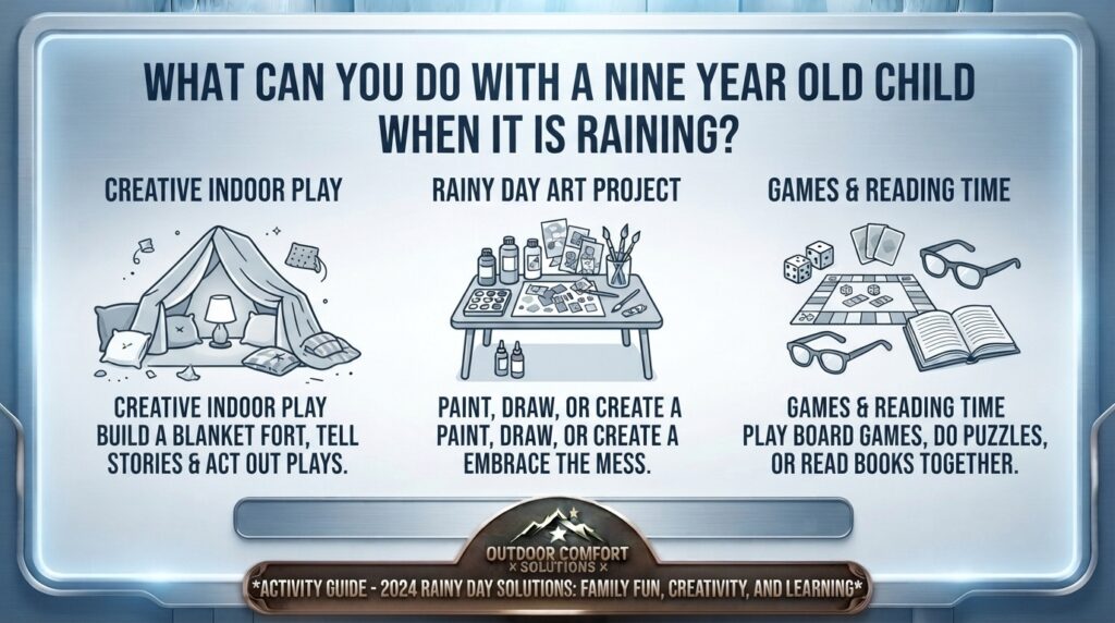 What can you do with a nine year old child when it is raining