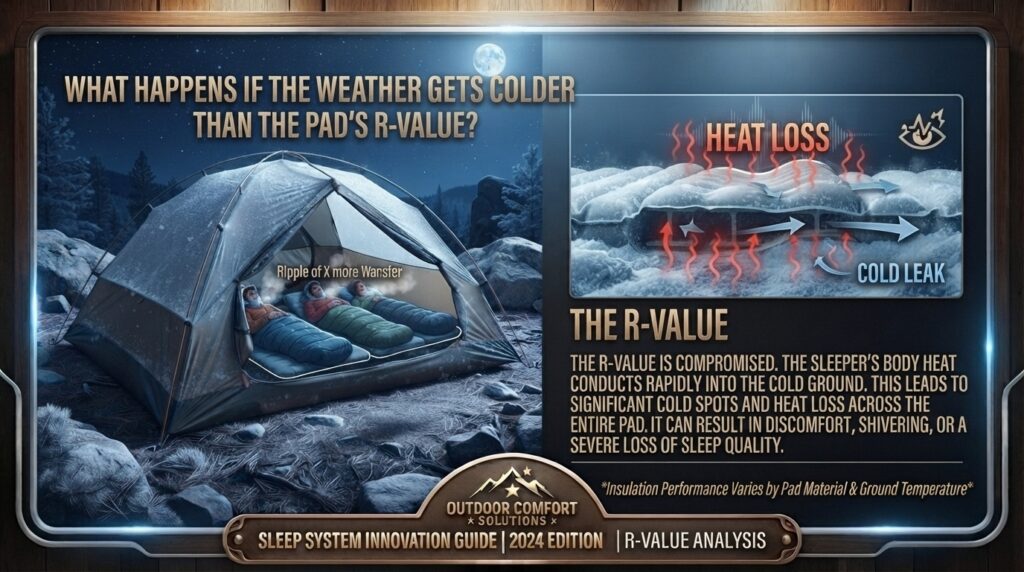 What happens if the weather gets colder than the pad’s R-value