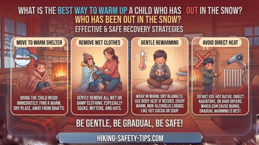 What is the best way to warm up a child who has been out in the snow