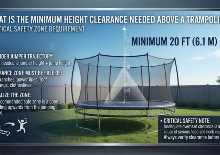 What is the minimum height clearance needed above a trampoline