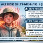 What should I do if my child complains that their head is too hot while hiking