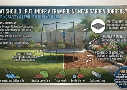 What should I put under a trampoline if it’s placed near garden borders