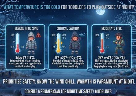What temperature is too cold for toddlers to play outside at night