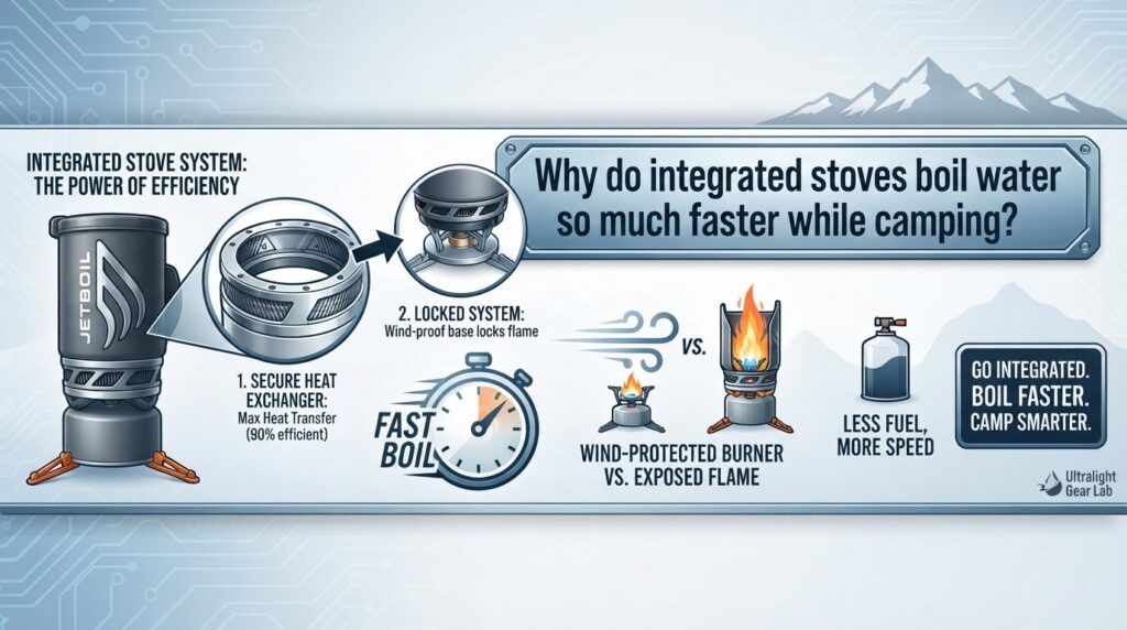 Why do integrated stoves boil water so much faster