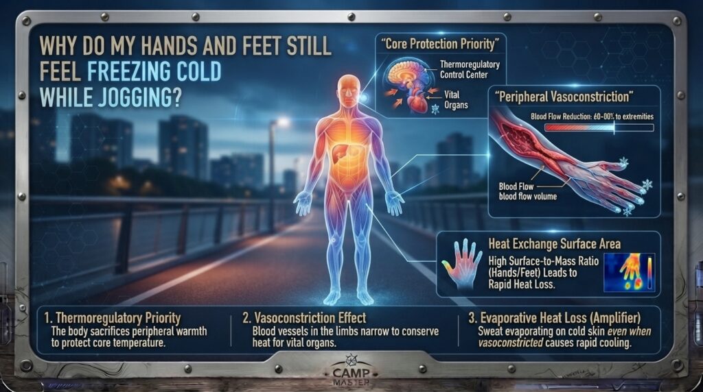 Why do my hands and feet still feel freezing cold when I am actively jogging