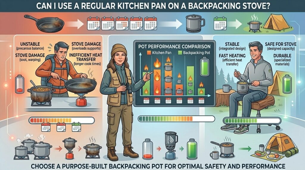 Can I use a regular kitchen pan on a backpacking stove