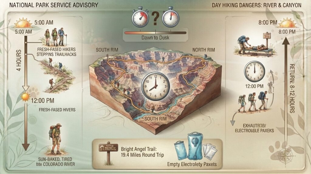 How long does it take to hike to the bottom of the Grand Canyon and back in one day