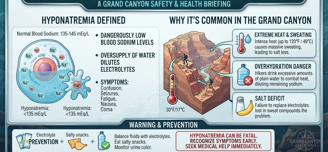 What is hyponatremia, and why is it common in the Grand Canyon