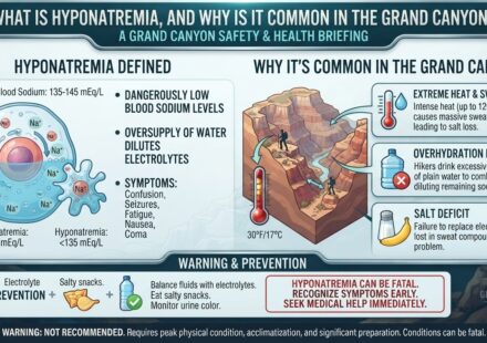 What is hyponatremia, and why is it common in the Grand Canyon
