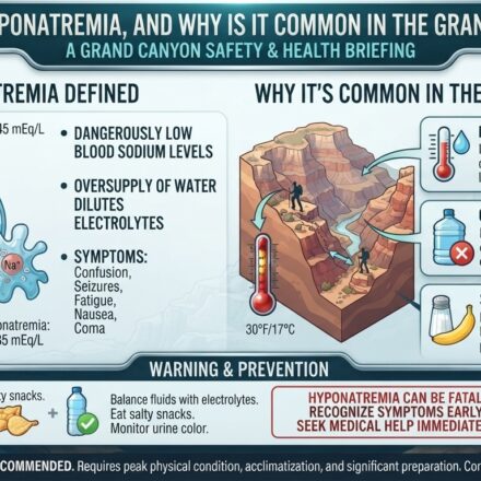 What is hyponatremia, and why is it common in the Grand Canyon