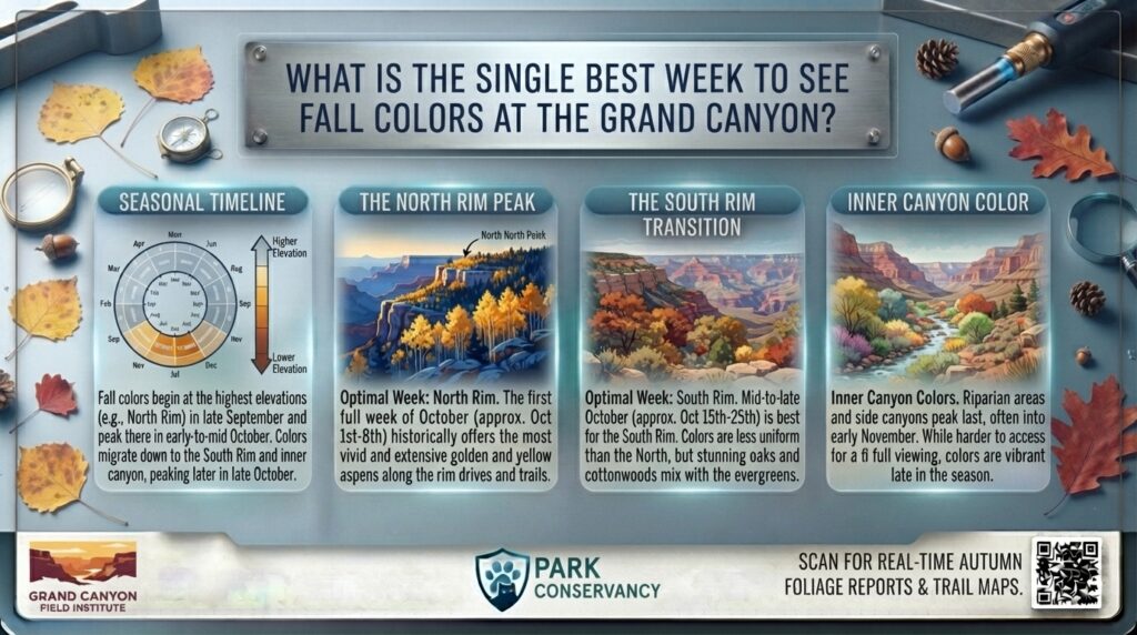 What is the single best week to see fall colors at the Grand Canyon