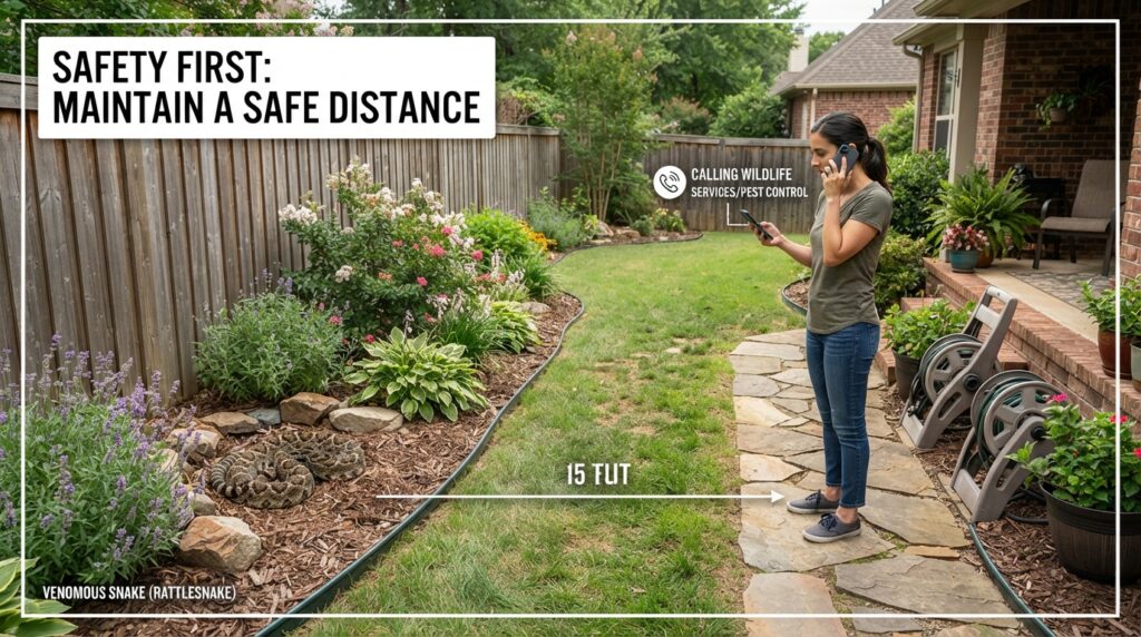 What should I do if I encounter a venomous snake on my property